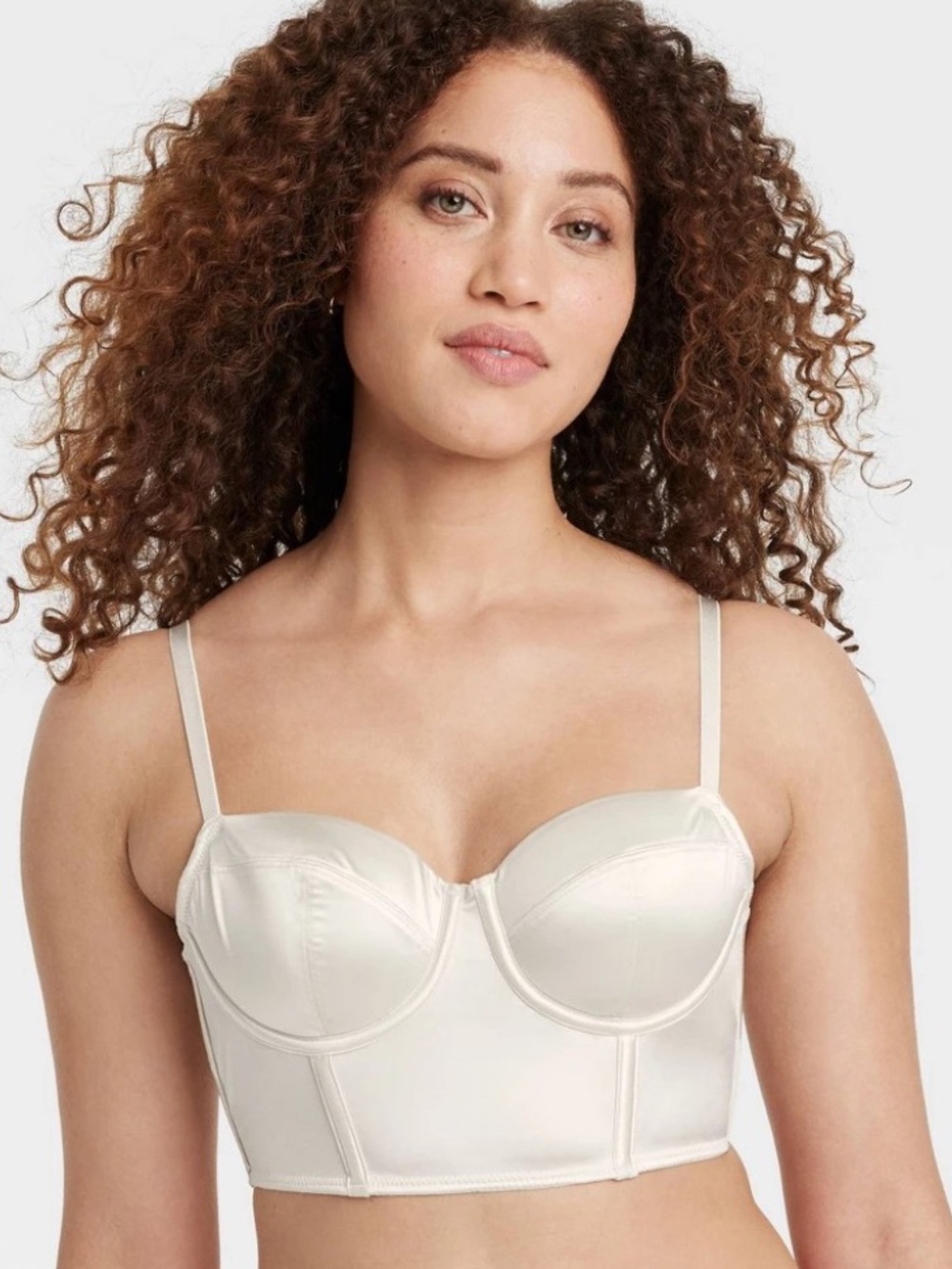 Women's Bustier Satin Lightly Lined Lingerie Corset - Auden™ Cream XL